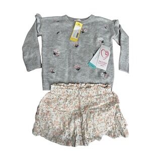 Design History Girls Pink Ruffle tiered 2 pcs Set skirt soft sweater stitch fix